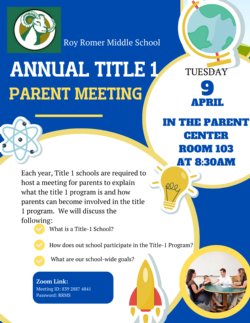 Flyer for Annual Title I Meeting - Zoom Information in \"Details\" box above
